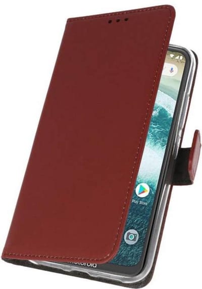 Booktype Telefoonhoesjes - Bookcase Hoesje - Wallet Case - Geschikt voor Moto One - Bruin