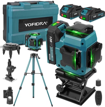 Yofidra Kruislijnlaser Met Statief en 2x batterijen - 4 tot 16 Lijnen Laserwaterpas - IP54 - 3° zelfnivellerend - voor binnenhuisbouw, tegels & hout