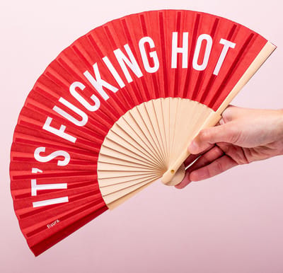 Houten waaier It's Fucking Hot - Rood van Fisura