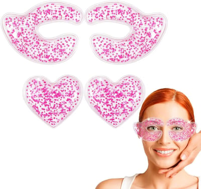 4 Stuks Herbruikbare Gel Ice Pack Oogpads – Koelende Behandeling voor Roodheid, Oogontspanning, Koude/Warme Therapie voor Onder Ogen, Vermoeidheid, Wallen en Puffen- Rode Ster