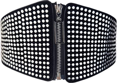 BamBella ® - Riem Maat S M L - Zwart korset belt Mode Body Gothic Goth taille riem met studs rits sluiting korset belt