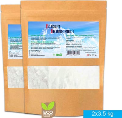 SoLMAG Natriumbicarbonaat - 7 kg (2x3,5 kg) Voordeel Set - Baking Soda - Zuiveringszout - Allesreiniger – Geurverwijderaar - Bakpoeder - Baking Powder - Bicarbonaat - Bicarbonate - Schoonmaaksoda - Food Grade kwaliteit