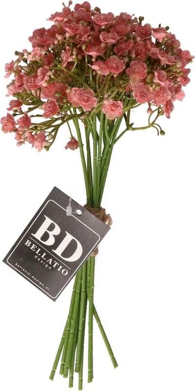 Bellatio Design Kunstbloemen boeket Gipskruid - 30 cm - roze - kunst zijdebloemen - Gypsophila