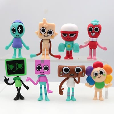 8 stuks/set Anime Dandy's Wereld Actiefiguur Speelgoed Cartoon Dandy Wereld Horror Spel PVC Model Poppen Beeldjes Kinderen Cadeau d blue
