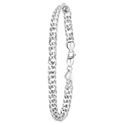 Lucardi Heren Armband gourmetschakel - Echt Zilver - Armband - Vaderdag Cadeautje - 21 cm - Zilverkleurig