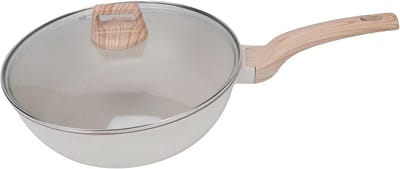 Frituurpan met pan - Koekenpan koekepan - Veelzijdig koken - Dubbele uitloop steencoating - 28 cm doorsnee