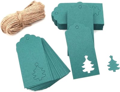 Solidchoice - Dailygoody - Kerstboom Etiketten - Kraftpapier Tags - 100 Stuks - Groene Hangtags - Cadeaulabels - Ideaal voor Kerstdecoratie