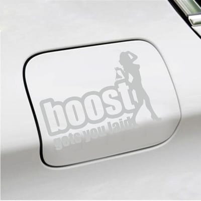 Bumpersticker - Boost Get You Laid - 13 X 18 - Licht Grijs