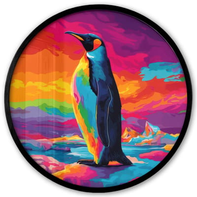 Poster in lijst Rond - Fotolijst 40x40 cm - Posters - Ijsschots - Pinguïn - Abstract - Lucht - Ronde posterlijst zwart - Decoratie - Wanddecoratie woonkamer - Muurdecoratie slaapkamer