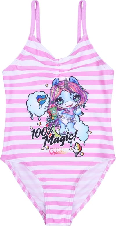Roze-wit gestreept badpak met een magische eenhoorn - POOPSIE / 104 cm