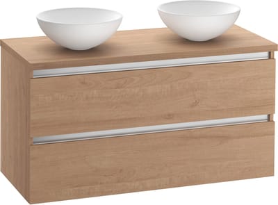 Saqu Gaia badmeubel incl. mat witte waskommen 120x51x77cm toffee – aluminium greeplijst
