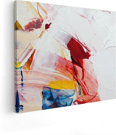 Artaza Canvas Schilderij Abstracte Kunst - 50x40 cm - Muurdecoratie Woonkamer - Wanddecoratie Rood - Kamer Accessoires