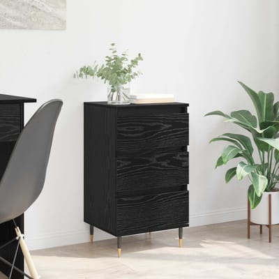 vidaXL - Dressoir - Zwart - eiken - 35 - x - 40 - x - 70 - cm - Bewerkt - hout