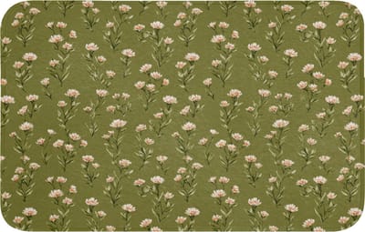 Badmat 80x50 cm - Antislip - Landelijk - Bloemen - Groen - Badmatten voor badkamer - Badkamermat - Douchemat - Badkamer mat
