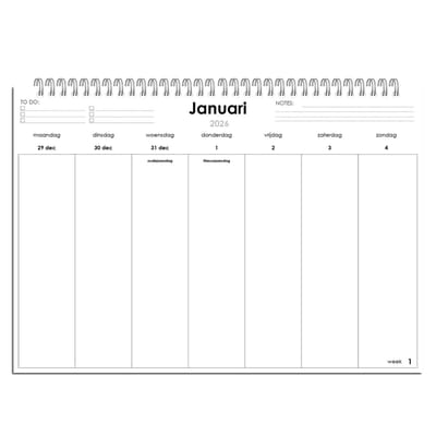 Huurdies ® - Weekkalender 2026 - A4+ - 52 vel - 90 grams matpapier