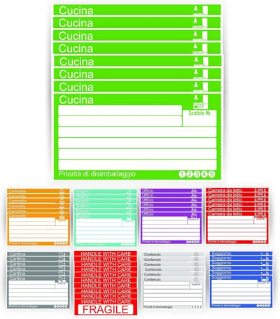 Verhuisdozen Stickers - Verhuis Etiketten - Dozen Organiseren - Inclusief Fragile Etiketten - 15 x 8 cm - Wit