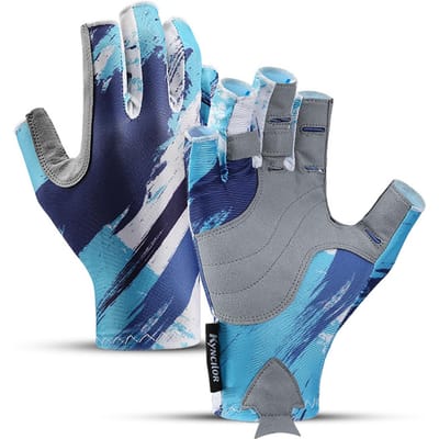 Gants de pêche Gants de pêcheur sans doigts Gants de pêche respirants - pour hommes et femmes L bleu