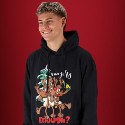 Kerst trui - Heren - Hoodie - Zwart / M