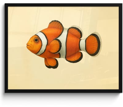 Poster in lijst - Fotolijst 80x60 cm - Posters - Vis - Oranje - Strepen - Posterlijst zwart - Decoratie - Wanddecoratie woonkamer - Muurdecoratie slaapkamer