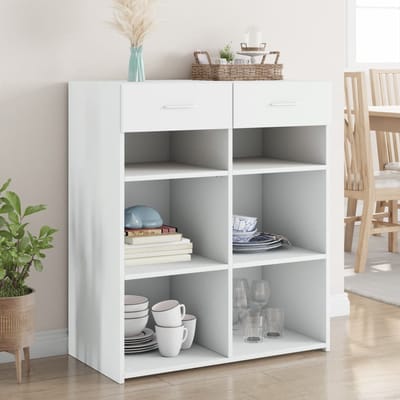 vidaXL - Dressoir - 80x42,5x93 - cm - bewerkt - hout - wit