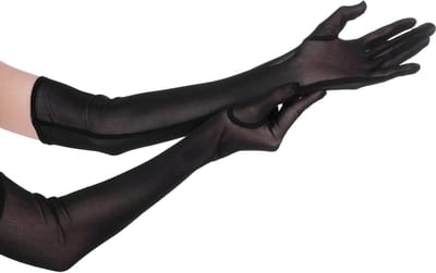 Elegante Lange Transparante Handschoenen voor Dames, Zwarte Tulle Opera Handschoenen, Stretchy Accessoires voor Feestjes, Bruiloften en Thee Party's