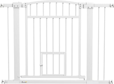 PawHut-Pet Gate-Acier-104x5x77cm-Blanc