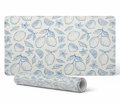 Antislip muis- en toetsenbordmat, retro citroenpatroon, 90x45 cm