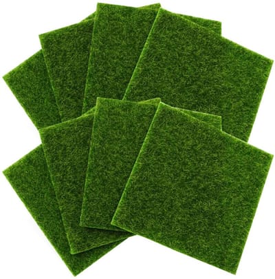 Dailygoods- Kunstgras 8 Stuks - Kunstgrasmat - Kunstmos - Decoratie - Tuin - Formaat 15 x 15 cm - Nepgras