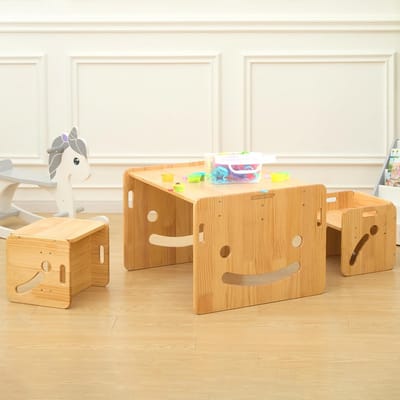 Montessori Kindertafel met 2 Stoelen Set - Kleurrijk en Stevig Bureau voor Kinderen