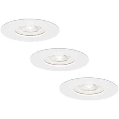 HOFTRONIC Set van 3 Bari LED inbouwspots extra plat 58mm - 3,8W 270lm - GU10 LED Module - 6000K daglicht wit - Dimbaar - Rond - IP65 waterdicht - Wit
