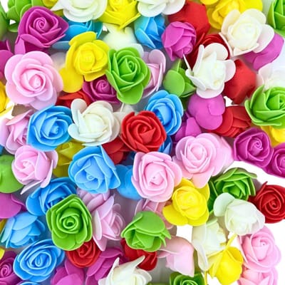 Kunstbloemen Rozen - Decoratieve Bloemen - Woondecoratie - Schuim Materiaal - 3 cm diameter - Veelkleurig