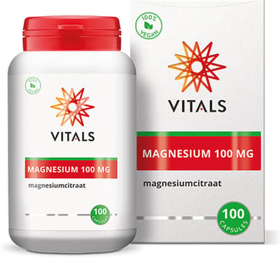 Vitals Magnesiumcitraat 100 mg - 100 capsules - mineralen. Goed opneembare, organische mineraalverbinding.