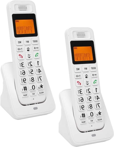 Draadloze Telefoon - Huistelefoon Set - Thuis Bellen - Slimme Oproepblokkering - 2 Handsets - Wit