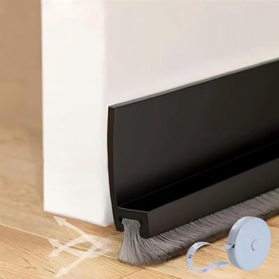 Deurafdichting met borstel, zelfklevende vloerafdichting, 53 mm breed, geluidsisolatie en insectenbescherming, flexibele siliconen deurafdichting, deurborstel, afdekstrips, borstelafdichting