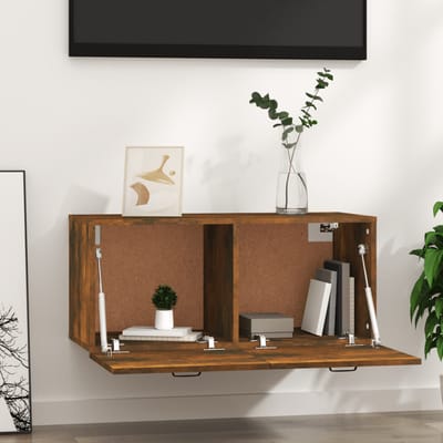vidaXL - Wandkast - 80x36,5x35 - cm - bewerkt - hout - gerookt - eikenkleurig