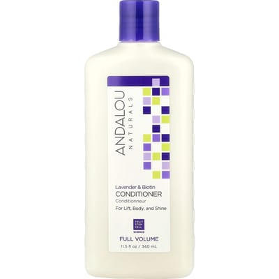 Andalou Naturals, Après-shampoing, volumisant et liftant pour cheveux, cheveux forts et brillants, lavande et biotine, 325 ml (340ml) white