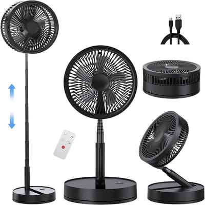 KZQ Draagbare Ventilator Met Afstandsbediening - Staande Ventilator Met 4 Windsnelheden - Timer En Nachtstand - Energiebesparend - Voor Koeleffect In Huis En Kantoor - Zwart