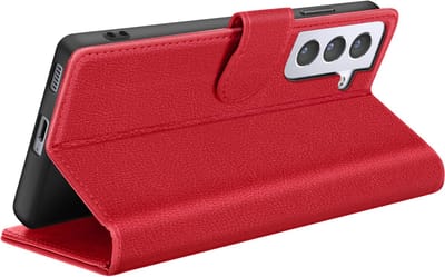 Zanae, Hoesje geschikt voor Galaxy S21 - Wallet Case met Stand & Magneetsluiting, Rood