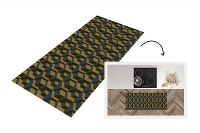 Keukenloper - Loper keuken - Blokken - Patronen - Kubus - 120x50 cm - Keukenloper vinyl