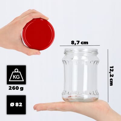 KADAX Inmaakpotten, 500 ml, bewaarpotten met schroefdeksel, inmaakpotten, jampot, voorraadpot, conservenglas, ronde potten (rood, 8 stuks)