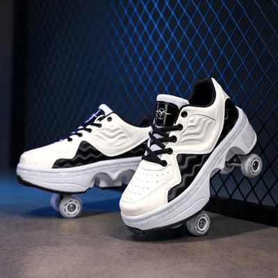 Kinderen Deformatieschoenen Runaway Schoenen Vierwielige Volwassen Skates Heren- en Dames Dubbelrijige Rolschaatsen Dubbeldoel Rolschaatsen 41