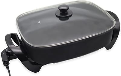 Zyrex® Partypan -Airfryer -Hapjespan - makkelijke schoon te maken - Diameter 32 cm - zwart- 8cm x 38cm x 30cm