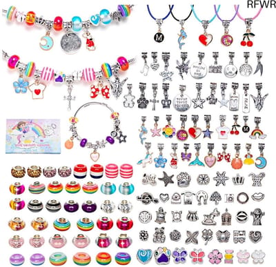 RFWR® 130-delige knutselset armbanden maken voor kinderen, creatief speelgoed voor meisjes 5-13 jaar, doe-het-zelf sieraden, perfect als cadeau