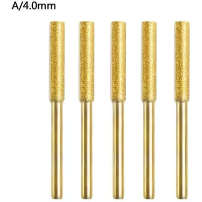 5 Stuks Diamant Gecoate Cilindrische Frees 4.0/4.8mm Kettingzaagslijpsteen Vijl Kettingzaag Slijpen Snijden Slijpgereedschap 5PCS 4.0mm