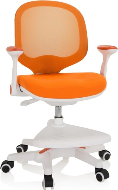 Ergonomische Kinder Bureaustoel Met Mesh En Stoffen Bekleding Verstelbare Hoge Stoel Oranje
