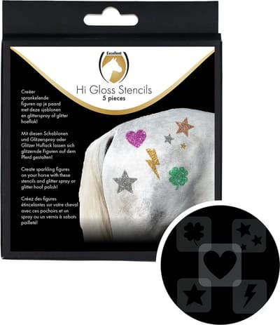 Excellent Horse Hi Gloss Stencils - 5 Verschillende Sjablonen - Voor Vacht of Hoef - Herbruikbaar - Paardenbenodigdheden