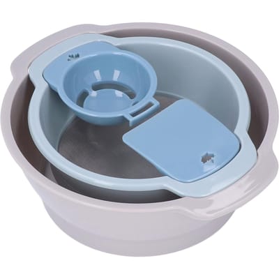 4-delige Pollenzeefset Stapelbaar Ontwerp Bespaar Ruimte Lichtgewicht Trimtray met Gaas voor Keuken L(for 6.5-9kg) gray