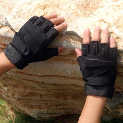 Halfvinger Herenhandschoenen Outdoor Activiteit Tactische Handschoenen Atletisch Schieten Jagen RIJDEN Motorfiets Fietshandschoenen Klimhandschoenen L zwart