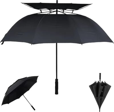 Bovista Moderne Golf Paraplu - Stormparaplu - Opvouwbaar - Windproof - Stormproef - UV Bescherming - Umbrella - Draagbaar - Zwart