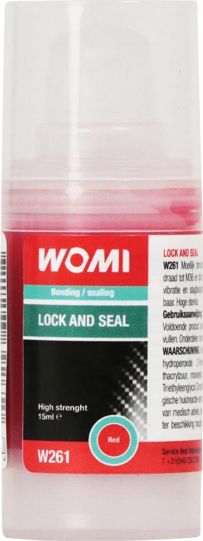 Womi Borgmiddel W260 Lock and Seal Red – 15 ml – Hoge Sterkte – Trillingsbestendig – Corrosiewerend